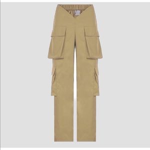 V-cut beige cargo pants